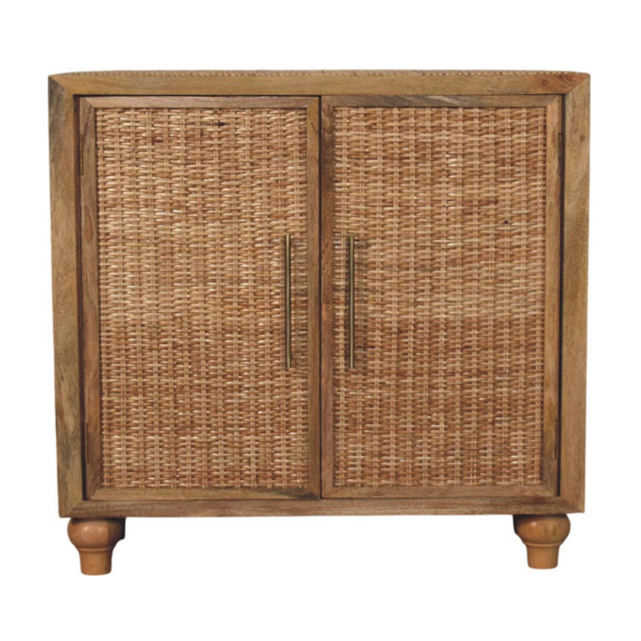 Rattan Oak 2-Door Cabinet