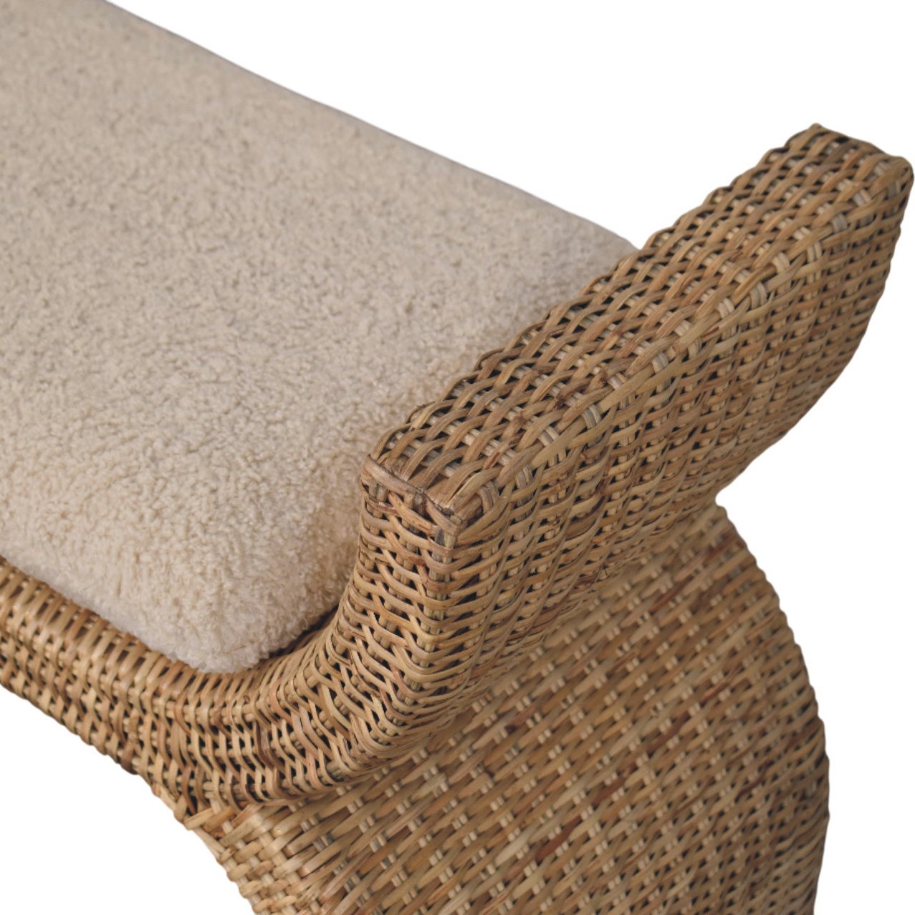 Rattan Weave Boucle Bench - Image 5