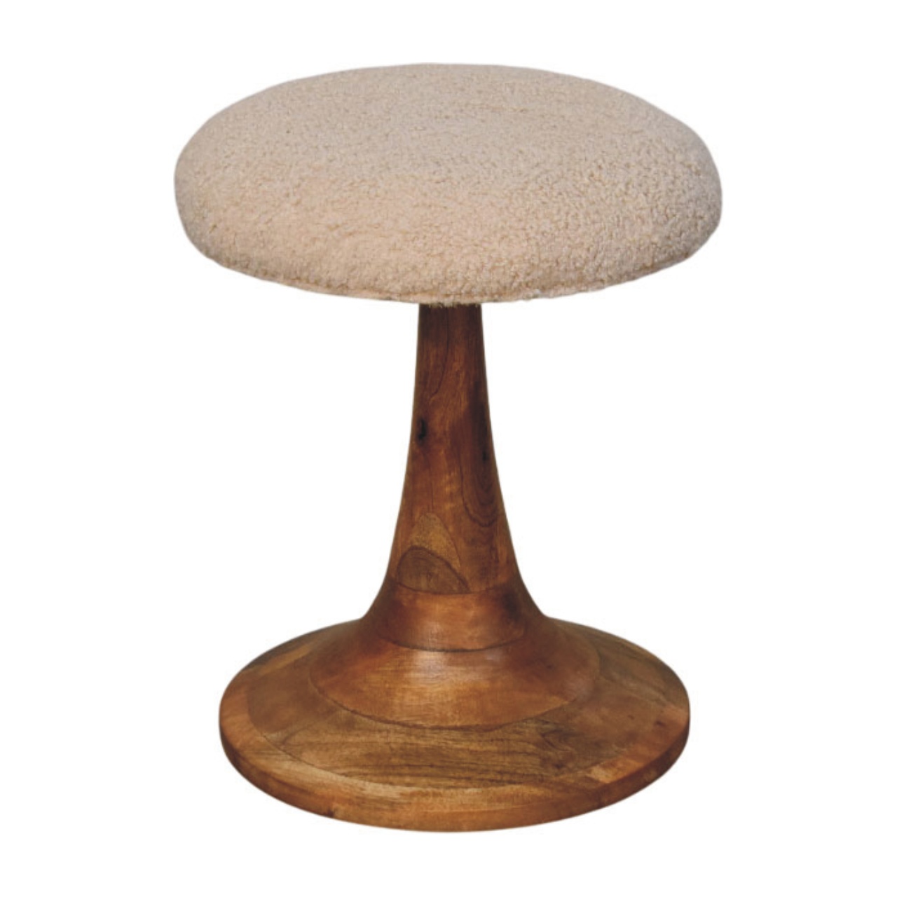 Boucle Teak Accent Stool - Image 2