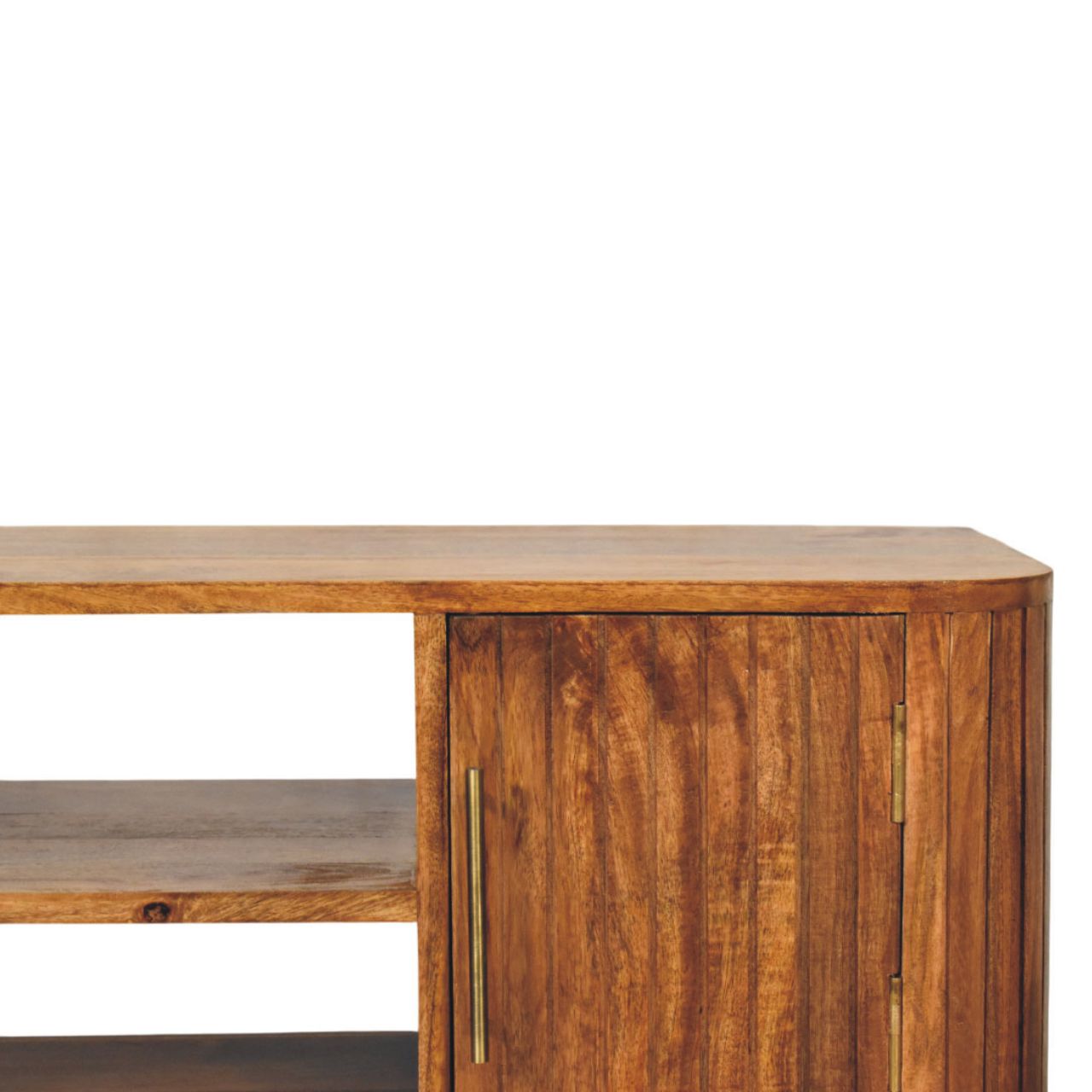 Fluted Media Console with Shelves - Image 4