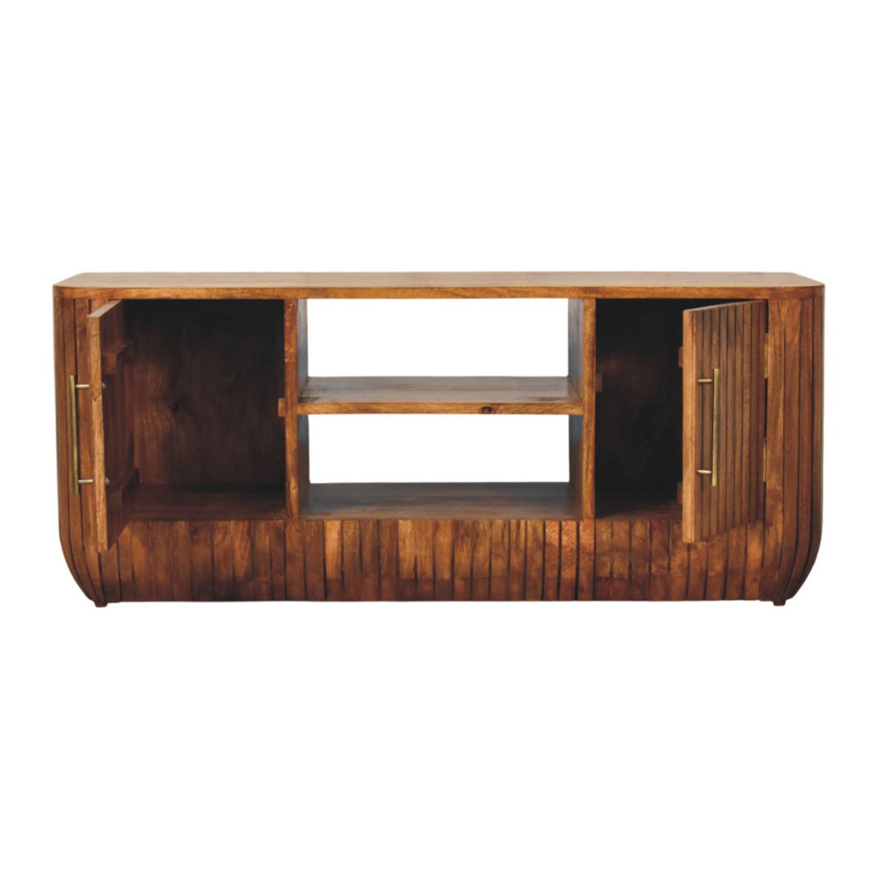 Fluted Media Console with Shelves - Image 6