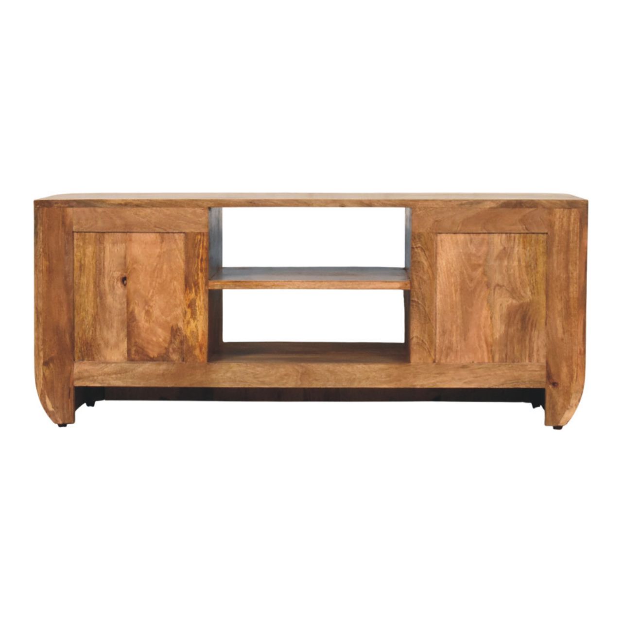 Fluted Media Console with Shelves - Image 9